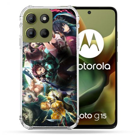 Coque Renforcée Pour Motorola G15 Manga Demon Slayer Groupe