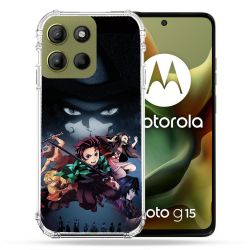 Coque Renforcée Pour Motorola G15 Manga Demon Slayer Noir