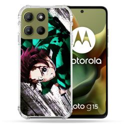 Coque Renforcée Pour Motorola G15 Manga Demon Slayer Tanjiro