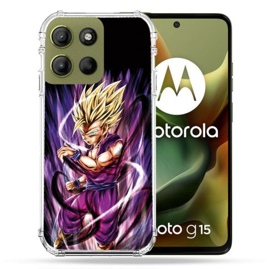 Coque Renforcée Pour Motorola G15 Manga Dragon Ball Sangohan Violet