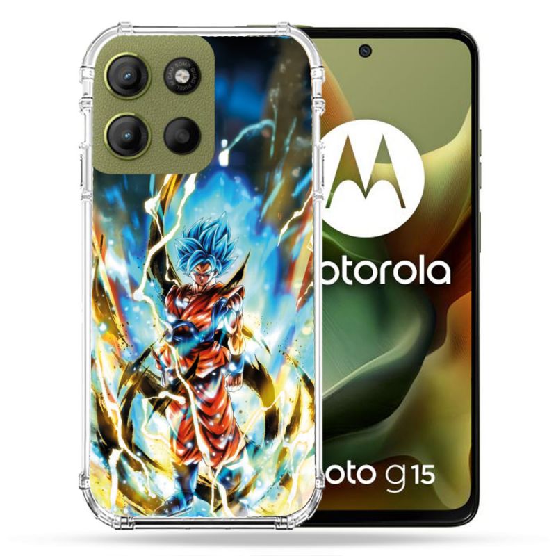 Coque Renforcée Pour Motorola G15 Manga Dragon Ball Sangoku Blanc