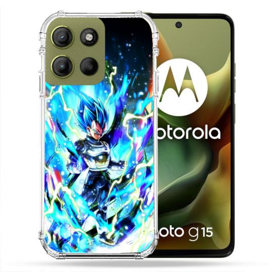 Coque Renforcée Pour Motorola G15 Manga Dragon Ball Vegeta Bleu