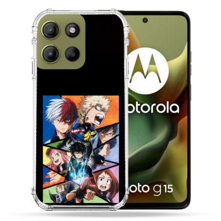 Coque Renforcée Pour Motorola G15 Manga My Hero Academia Noir