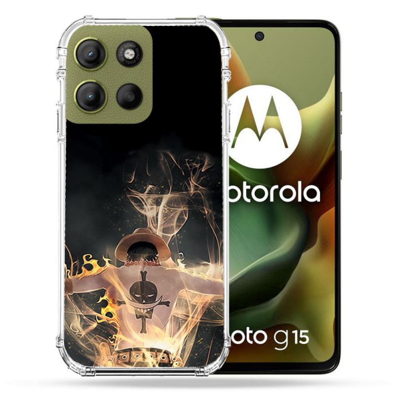 Coque Renforcée Pour Motorola G15 Manga One Piece Ace Noir