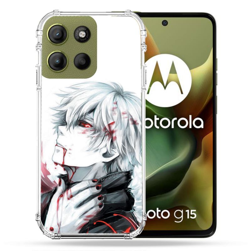 Coque Renforcée Pour Motorola G15 Manga Tokyo Ghoul Kaneki Blanc