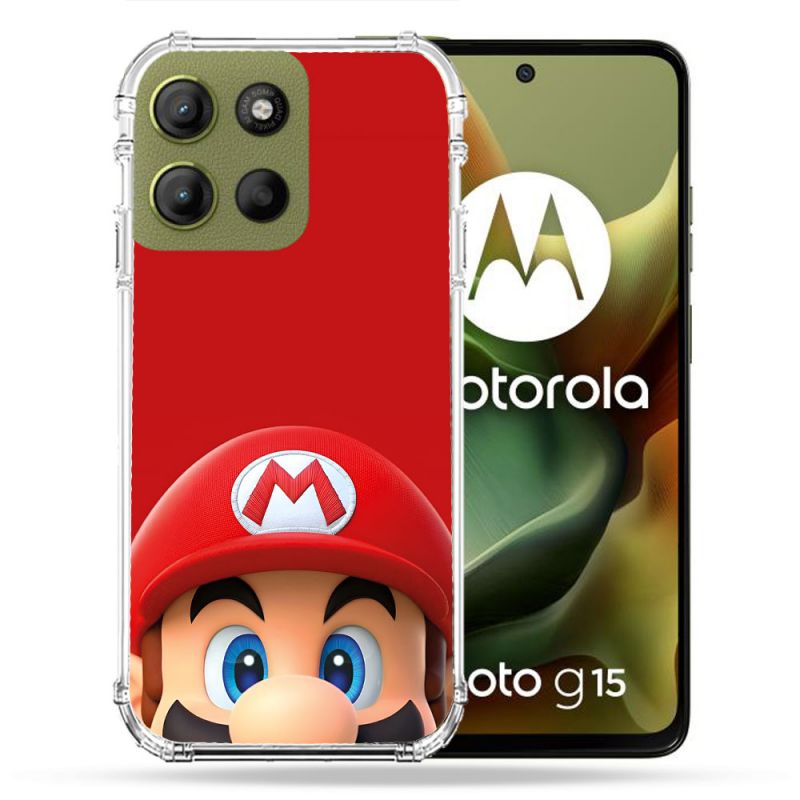 Coque Renforcée Pour Motorola G15 Mario Rouge