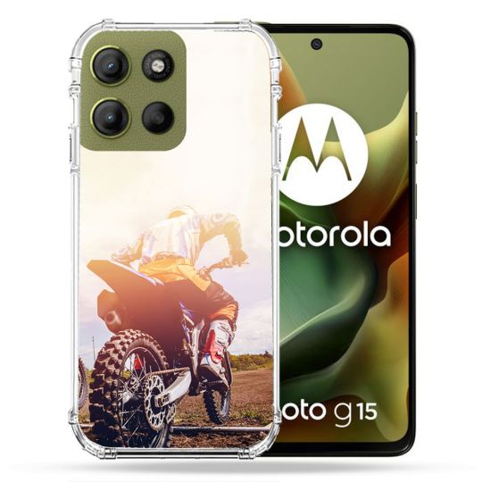 Coque Renforcée Pour Motorola G15 Moto Cross Soleil