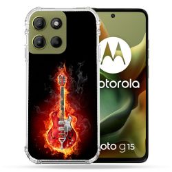 Coque Renforcée Pour Motorola G15 Musique Guitare Electrique