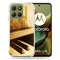 Coque Renforcée Pour Motorola G15 Musique Piano Retro