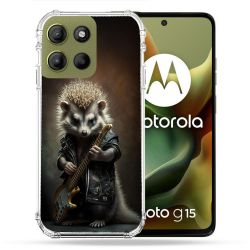 Coque Renforcée Pour Motorola G15 Musique Rock Herisson