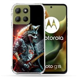 Coque Renforcée Pour Motorola G15 Musique Rock Loup
