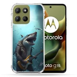 Coque Renforcée Pour Motorola G15 Musique Rock Requin