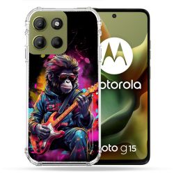 Coque Renforcée Pour Motorola G15 Musique Rock Singe