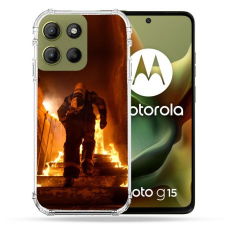 Coque Renforcée Pour Motorola G15 Pompier Escalier