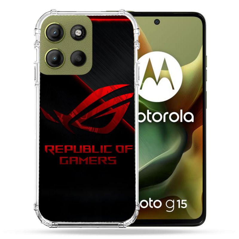 Coque Renforcée Pour Motorola G15 ROG Rouge