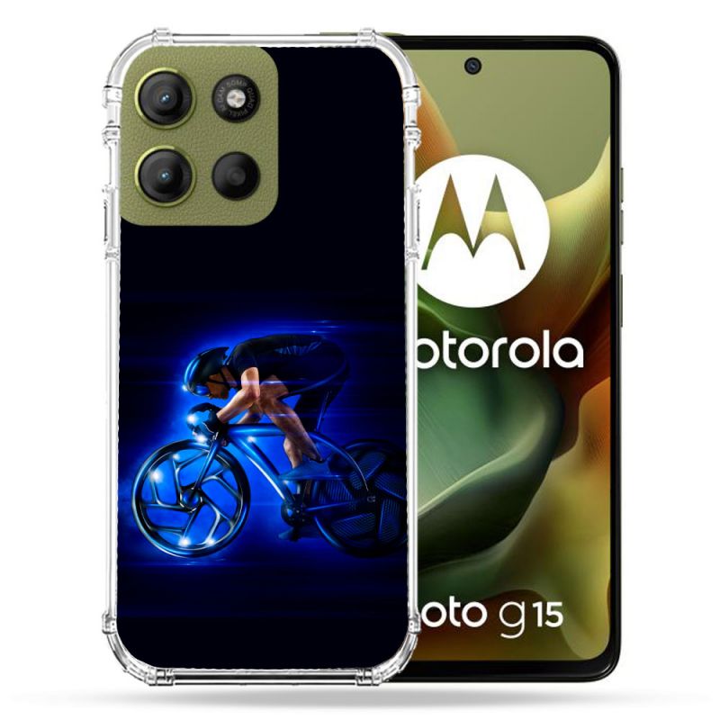 Coque Renforcée Pour Motorola G15 Sport Cyclisme Bleu
