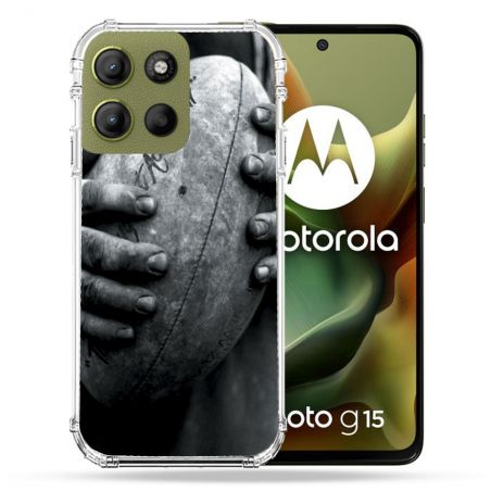Coque Renforcée Pour Motorola G15 Sport Rugby Ballon Vintage