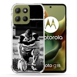 Coque Renforcée Pour Motorola G15 Sport Rugby Noir Blanc