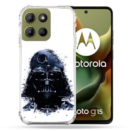 Coque Renforcée Pour Motorola G15 Star Wars - Dark Vador Blanc