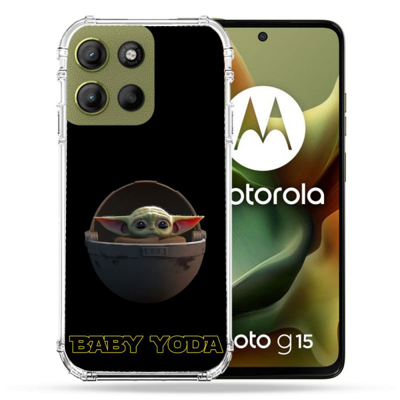 Coque Renforcée Pour Motorola G15 Star Wars - Yoda bebe noir