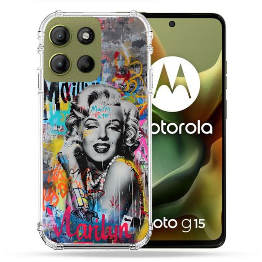 Coque Renforcée Pour Motorola G15 Street Art Maryline Monroe