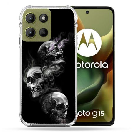 Coque Renforcée Pour Motorola G15 Tete de Mort Triple