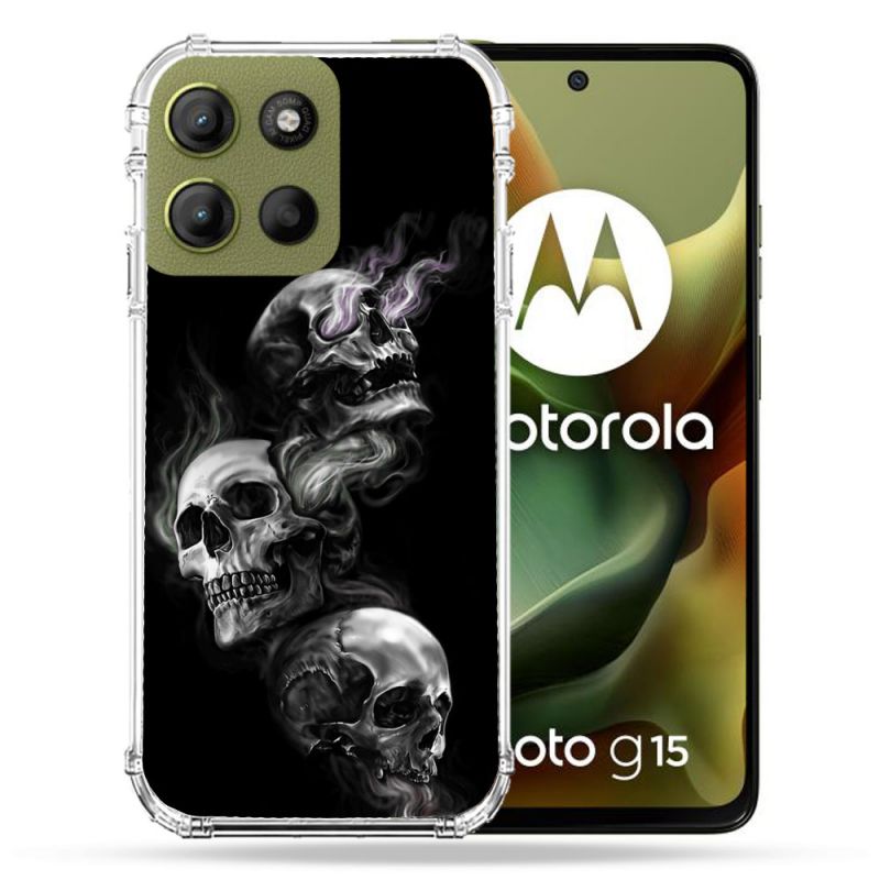 Coque Renforcée Pour Motorola G15 Tete de Mort Triple