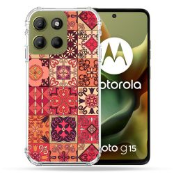 Coque Renforcée Pour Motorola G15 Texture Carreau Ciment Rouge