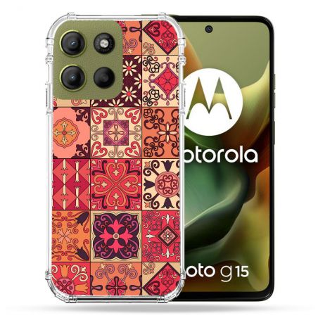 Coque Renforcée Pour Motorola G15 Texture Carreau Ciment Rouge
