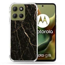 Coque Renforcée Pour Motorola G15 Texture Marbre Noir