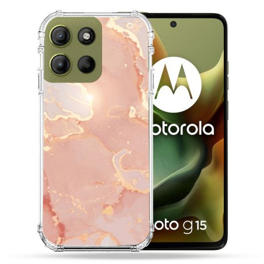 Coque Renforcée Pour Motorola G15 Texture Marbre Rose