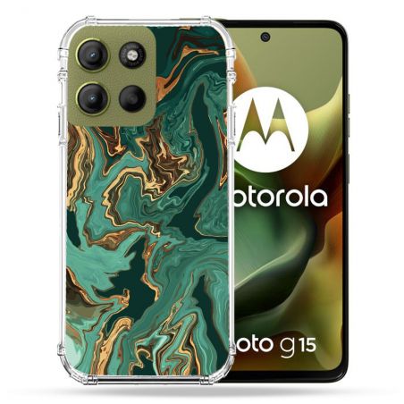 Coque Renforcée Pour Motorola G15 Texture Marbre Vert