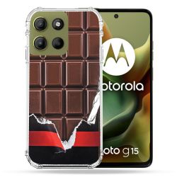 Coque Renforcée Pour Motorola G15 Texture Trompe Oeil Chocolat