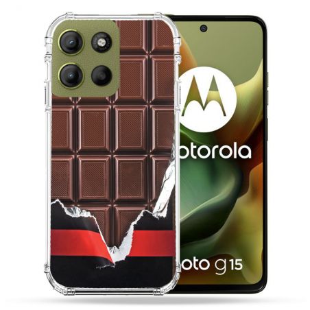 Coque Renforcée Pour Motorola G15 Texture Trompe Oeil Chocolat
