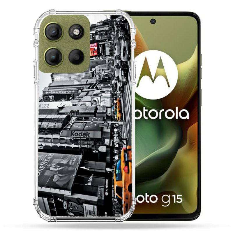 Coque Renforcée Pour Motorola G15 Voyage Amerique USA New York Taxi