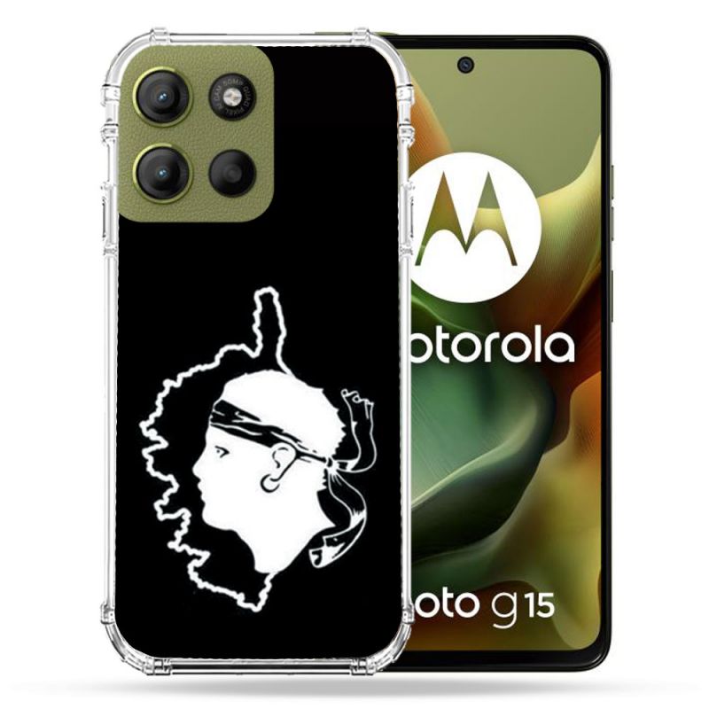 Coque Renforcée Pour Motorola G15 Voyage Corse Noir