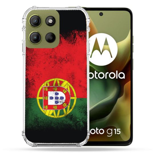 Coque Renforcée Pour Motorola G15 Voyage Portugal Drapeau