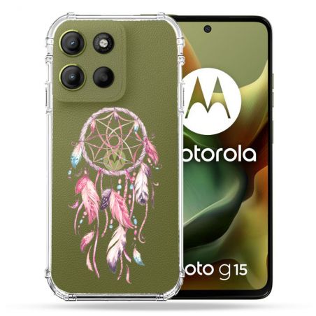 Coque Renforcée Transparente Pour Motorola G15 Attrape Reve Rose