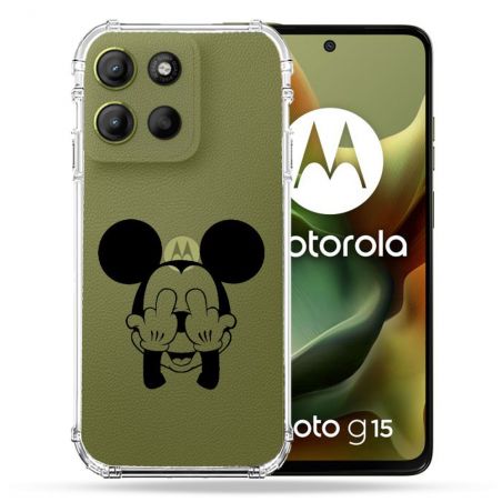 Coque Renforcée Transparente Pour Motorola G15 Mickey doigt