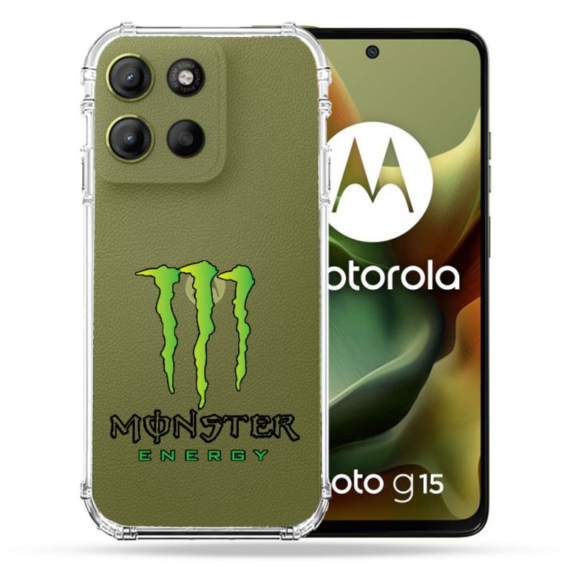 Coque Renforcée Transparente Pour Motorola G15 Monster Energy
