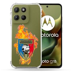 Coque Renforcée Transparente Pour Motorola G15 Pompier Feu