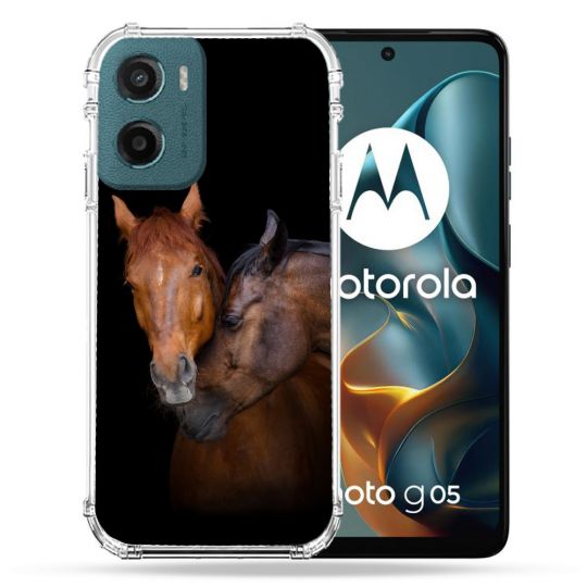 Coque Renforcée Pour Motorola G05 / E15 Animal Cheval Marron