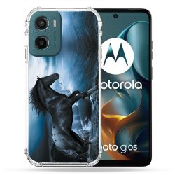 Coque Renforcée Pour Motorola G05 / E15 Animal Cheval Noir