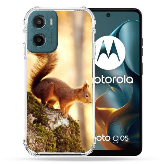 Coque Renforcée Pour Motorola G05 / E15 Animal Ecureuil Bois
