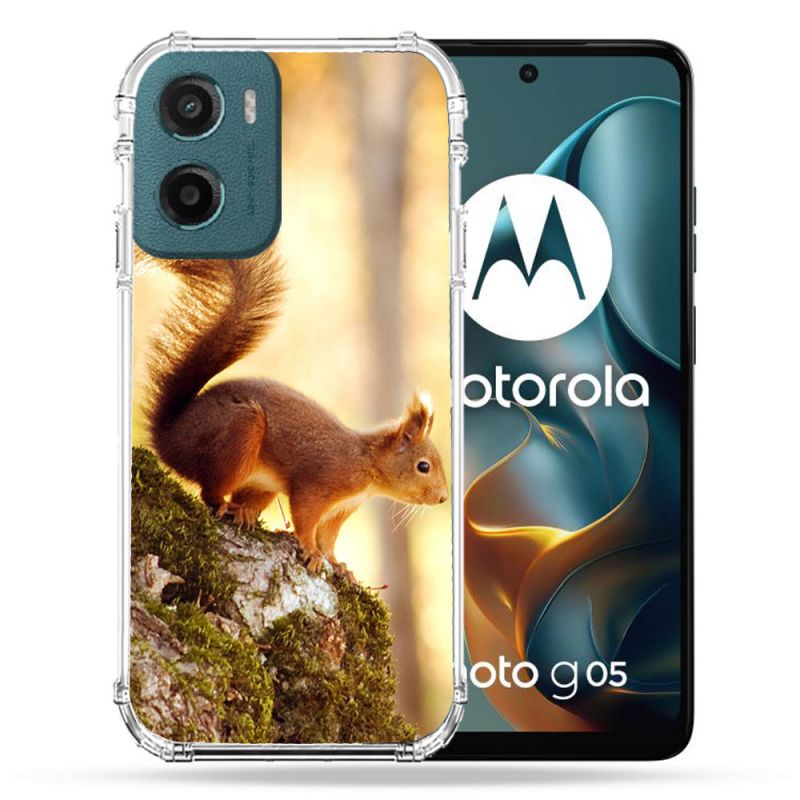 Coque Renforcée Pour Motorola G05 / E15 Animal Ecureuil Bois