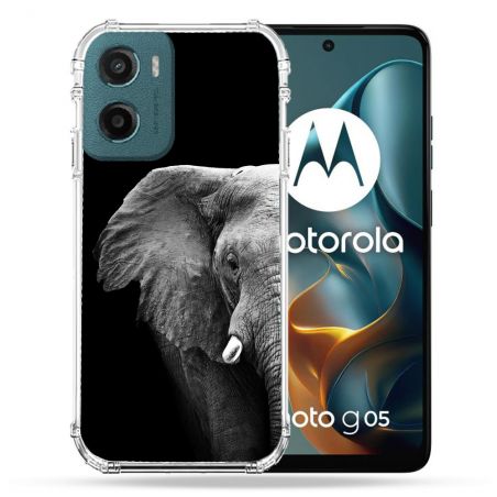 Coque Renforcée Pour Motorola G05 / E15 Animal Elephant Noir