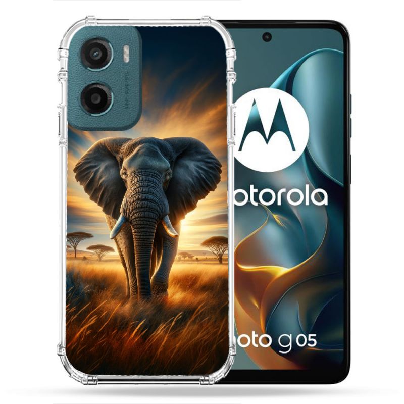 Coque Renforcée Pour Motorola G05 / E15 Animal Elephant Savane