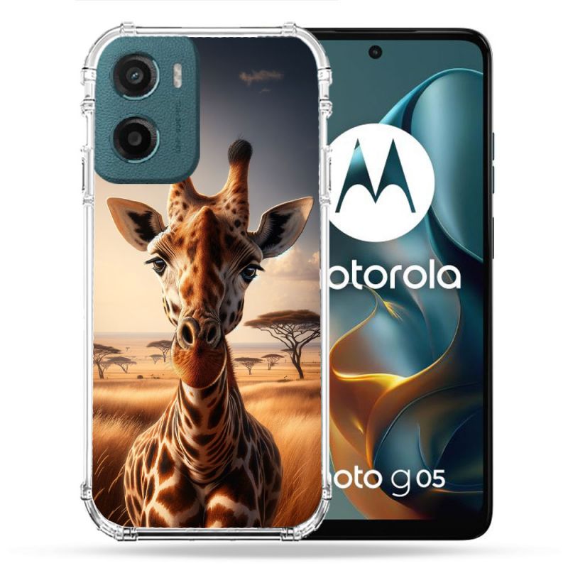 Coque Renforcée Pour Motorola G05 / E15 Animal Girafe Savane