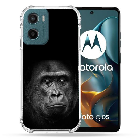 Coque Renforcée Pour Motorola G05 / E15 Animal Gorille Noir
