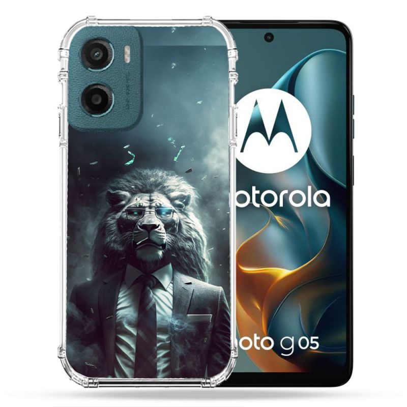 Coque Renforcée Pour Motorola G05 / E15 Animal Lion Business